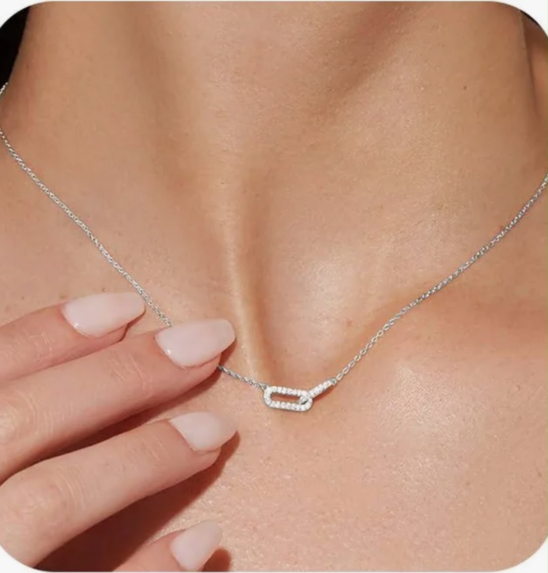 Free kiss Gold Pendant Necklace for Women, Dainty Diamond Necklaces for Women Simple 14K Gold Plated Paperclip Choker Necklaces Cute Minimalist Open